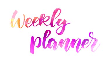 Haftalık planlayıcı - el yazısıyla modern suluboya yazı