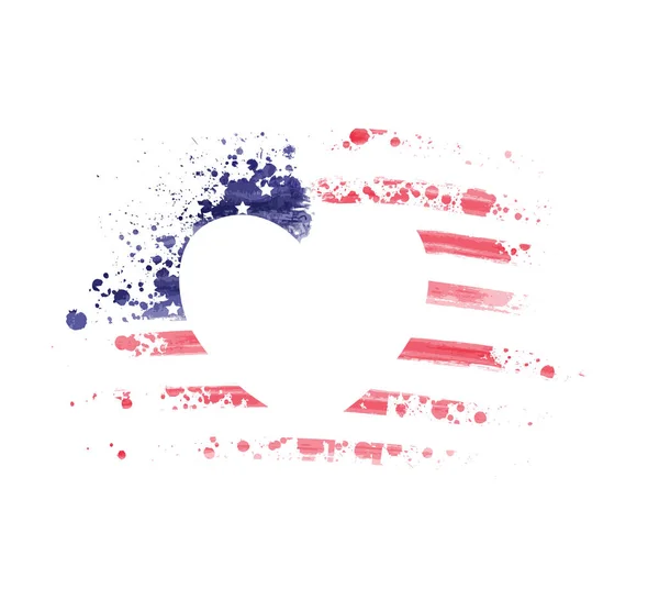 Абстрактный Гранж Флаг Сша Форме Сердца Template United States America — стоковый вектор