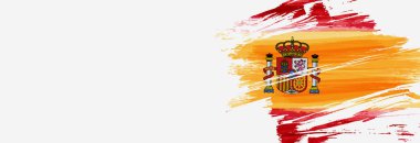 Abstract brushed watercolor flag of Spain. Holiday template background - for national holidays banner, invitation, postcard, background, poster. Horizontal banner template