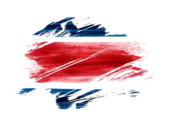 Abstract Aquarelverf Vlag Van Costa Rica Sjabloon Voor Nationale Vakantie — Stockvector