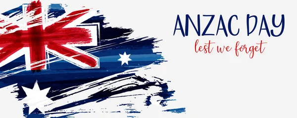Anzac Dia Fundo Com Grunge Aquarela Bandeira Austrália Símbolo Recordação —  Vetores de Stock