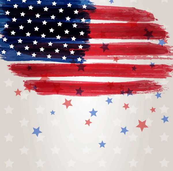 アメリカ抽象的なグランジ旗を描いた アメリカ合衆国の国民の祝日のバナー グリーティングカード 招待状 ポスター チラシなどのテンプレート 抽象的な星の装飾とGrungy塗装フラグ — ストックベクタ
