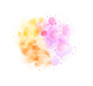 Renkli suluboya taklidi. Sarı ve pembe renkli lekeler..