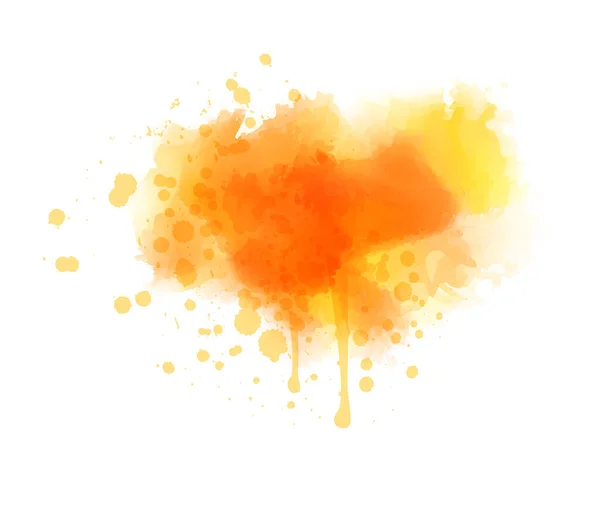 Oranje Gekleurde Splash Aquarelverf Vlek Template Voor Ontwerpen Grunge Verf — Stockvector