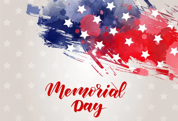 Usa Memorial Day Background Abstract Grunge Brushed Flag Text Template — Stock Vector