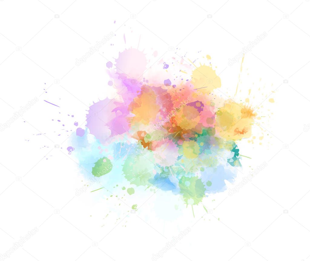 Pastel light watercolor paint splash. Template for your designs. Paint imitation blot.