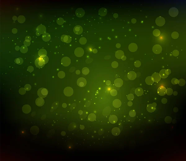 Абстрактний Фон Яскравими Боке Світлами Зелений Колір Святкова Прикраса Свята — стоковий вектор
