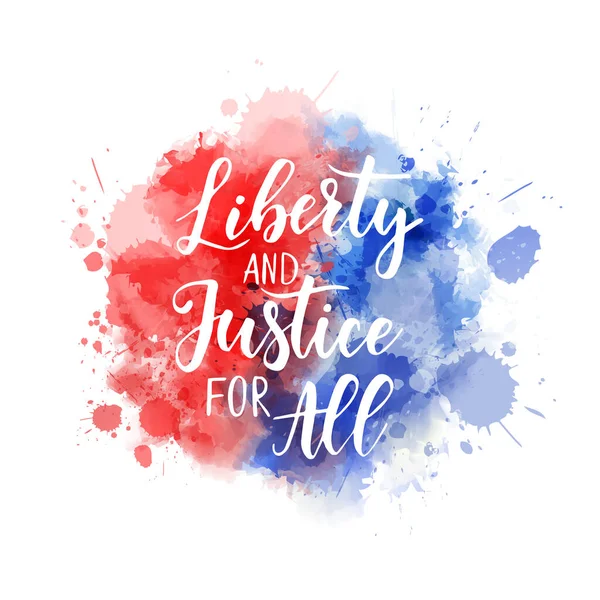 자유와 Liberty Justice All Independence Day 미국의 개념이다 배경에 물감을 벡터 그래픽