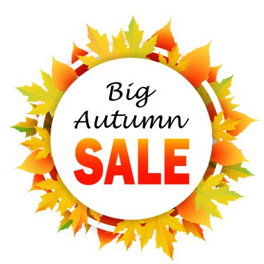 Sonbahar indirim. Vektör sonbahar yaprakları.