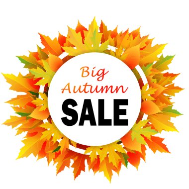 Sonbahar indirim. Vektör sonbahar yaprakları.