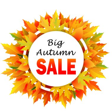 Sonbahar indirim. Vektör sonbahar yaprakları.