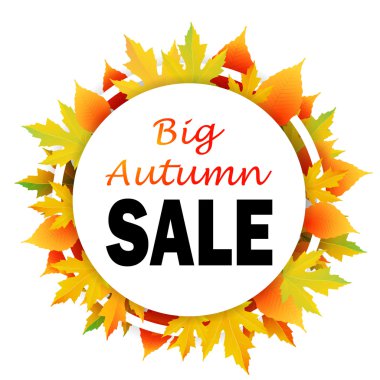 Sonbahar indirim. Vektör sonbahar yaprakları.