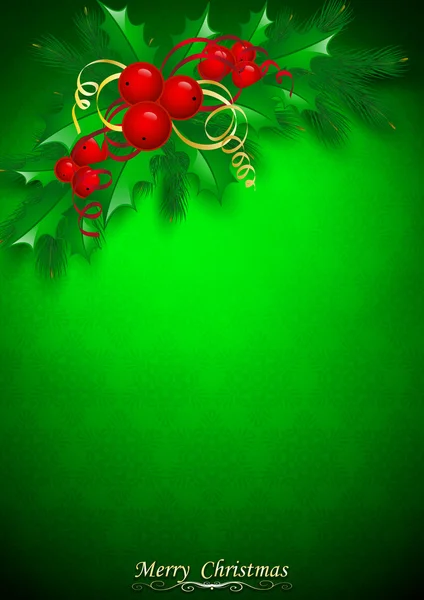 Vector Christmas holly met bessen. — Stockvector