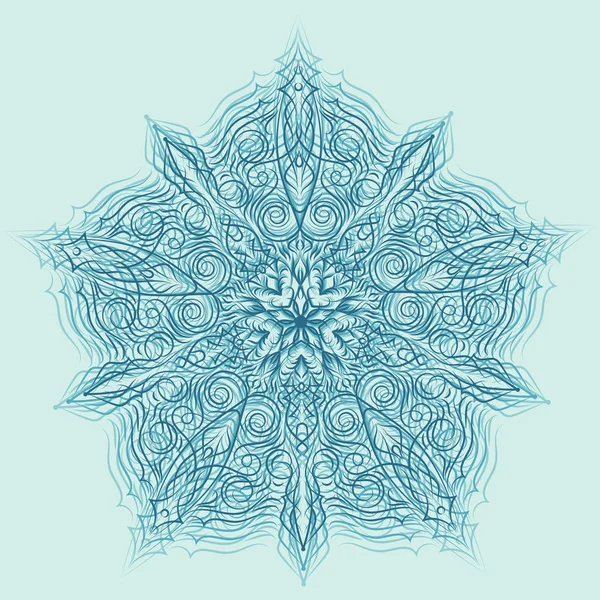 Handgezeichneter weihnachtlicher Spitzenrahmen, Mandala. — Stockvektor