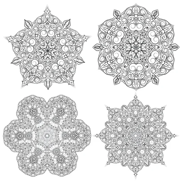 Handgezeichneter weihnachtlicher Spitzenrahmen, Mandala. — Stockvektor