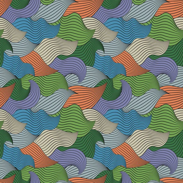 Farbe nahtlose abstrakte handgezeichnete Muster, Wellen Hintergrund — Stockvektor