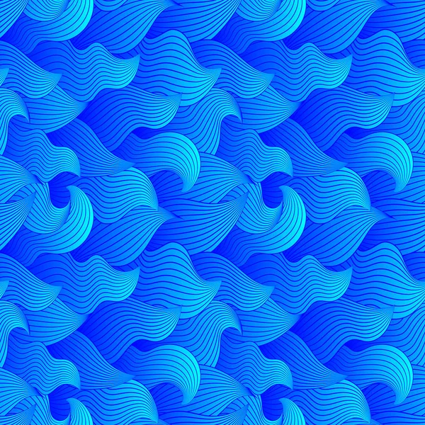 Patrón dibujado a mano abstracto sin costuras del color, fondo de las ondas — Vector de stock