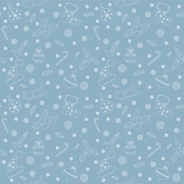 Noel topları, kar taneleri, holly berry ile seamless modeli.