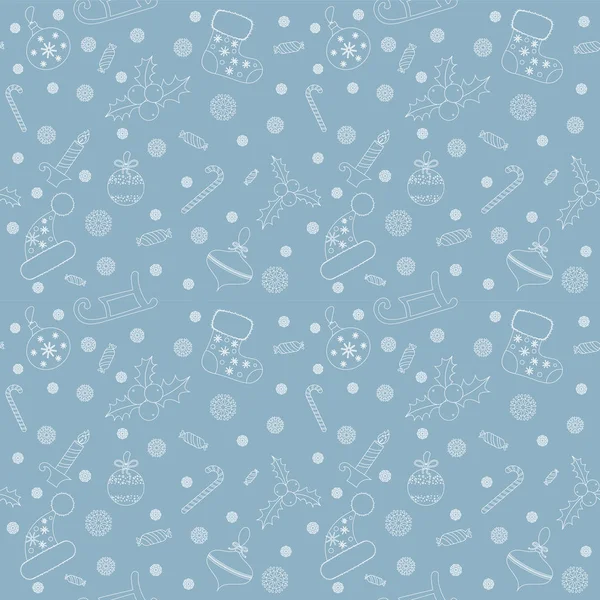 Modèle sans couture de Noël avec boules, flocons de neige, houx Berry . — Image vectorielle