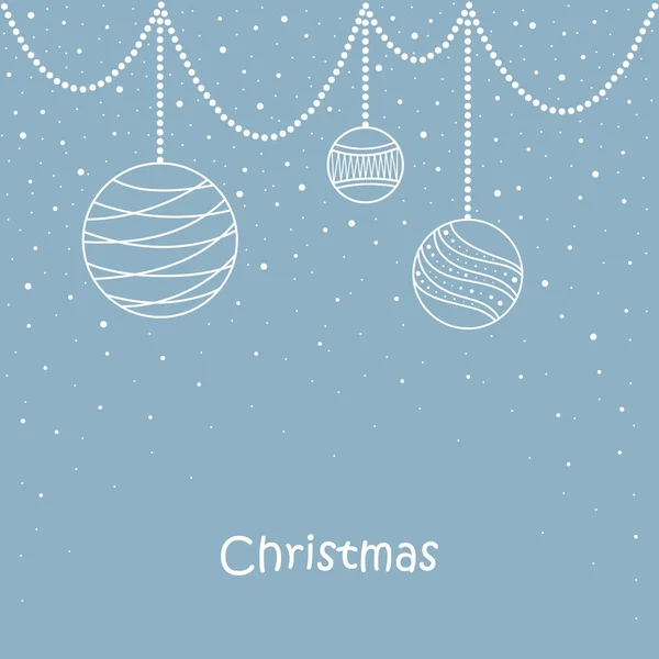 Karácsonyi kártya. labdák, hópelyhek, fa. — Stock Vector