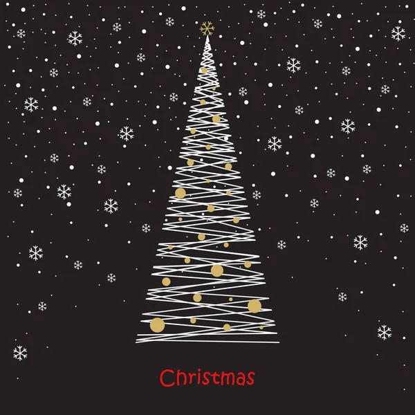 Cartão de Natal. bolas, flocos de neve, árvore . —  Vetores de Stock