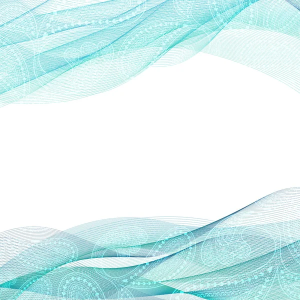 Abstrakter Hintergrund, blau-transparente Wellenlinien-Broschüren, Website, Flyer-Design. Rauchwelle. — Stockvektor