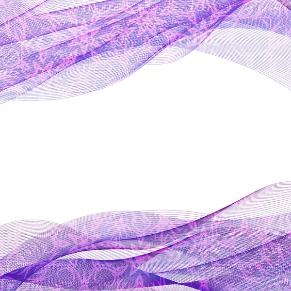 Abstrakter Hintergrund, lila transparente Wellenlinien-Broschüren, Website, Flyer-Design. Rauchwelle. — Stockvektor