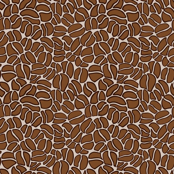 Seamless pattern made up of coffee beans in brown. — Stock Vector