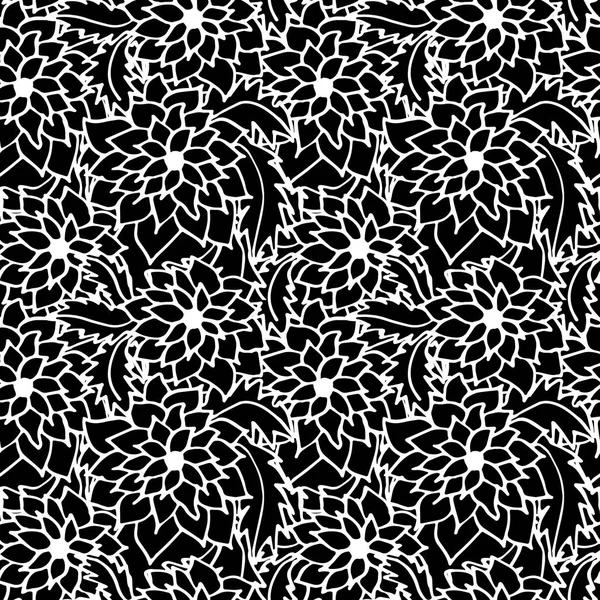 Seamless pattern composed of leaves and flowers. — Stock Vector