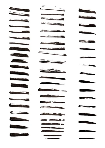 Ensemble de peinture noire, coups de pinceau à l'encre. — Image vectorielle