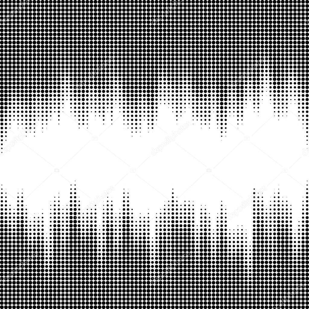 Vector illustration with halftone pattern. Black and white abstract vector background.