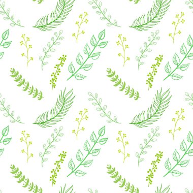 Dikişsiz desen dalları ve yaprakları oluşan.