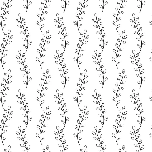 원활한 패턴 나뭇잎과 가지의 구성. — 스톡 벡터