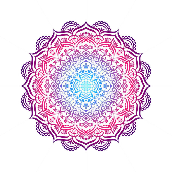 Hand-drawn lace frame, mandala.