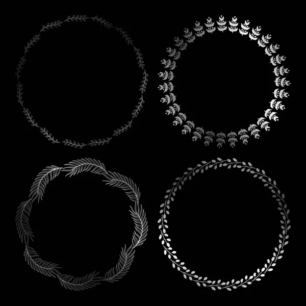 Altın sevimli yuvarlak çerçeve. Vektör çelenk otlar ve yaprakları ile.