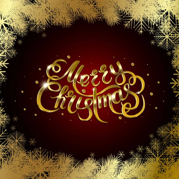 Testo dorato su sfondo nero. Buon Natale e felice anno nuovo lettering . — Vettoriale Stock