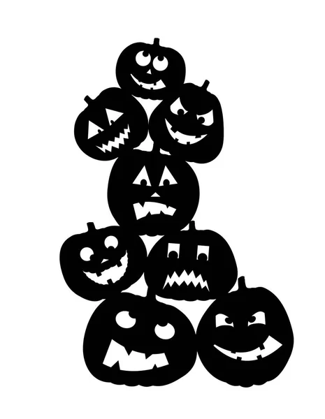 Vector söt Happy Halloween formgivningsmall. Rolig och onda pumpor. — Stock vektor