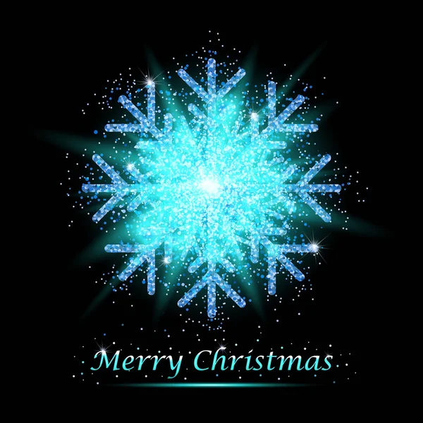 Золотой блеск великолепная снежинка. Роскошный элемент дизайна Рождества с голубыми блестками снежинками, голубой пылью и блестками . — стоковый вектор