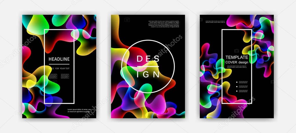 Fluid color covers set. Colorful bubble shapes with gradients. Trendy design.