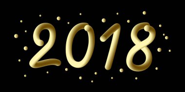 Mutlu yeni yıl 2018. 3D degrade 2018 numarası ve serin dalga parçacıklar ve kar taneleri ile. Tatil yeni yıl tasarım için Festival öğe. Sıvı renkler. Kış poster tasarımı.