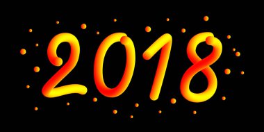 Mutlu yeni yıl 2018. 3D degrade 2018 numarası ve serin dalga parçacıklar ve kar taneleri ile. Tatil yeni yıl tasarım için Festival öğe. Sıvı renkler. Kış poster tasarımı.