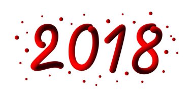 Mutlu yeni yıl 2018. 3D degrade 2018 numarası ve serin dalga parçacıklar ve kar taneleri ile. Tatil yeni yıl tasarım için Festival öğe. Sıvı renkler. Kış poster tasarımı.