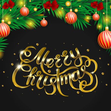 Holly ile neşeli Noel yazı kartı.