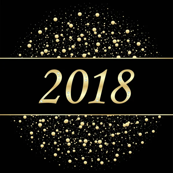 Vector 2018 New Year Black background with gold glitter confplatter texture. Торжественный шаблон премиум-дизайна для праздничных открыток, приглашение — стоковый вектор