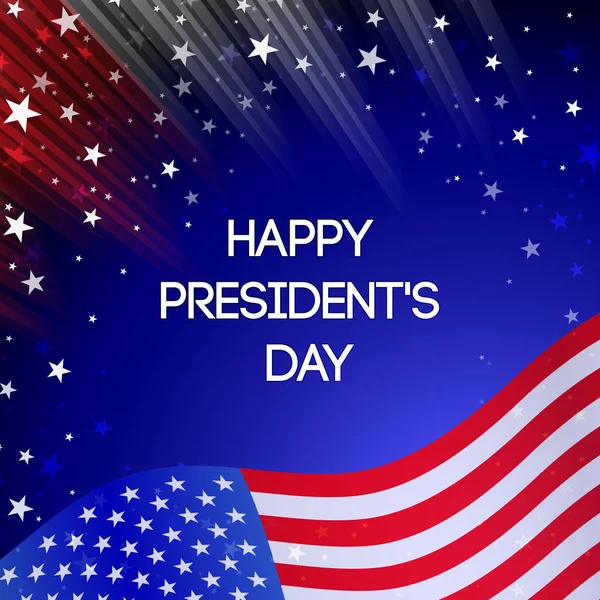 Vektör Başkanlar Günü kartı. Ulusal Amerikan tatil resimde siyah arka plan üzerine ABD bayrağı ile. — Stok Vektör