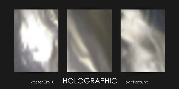 Set trendiger holografischer Hintergründe für Cover, Flyer, Broschüre, Poster, Hochzeitseinladung, Tapete, Hintergrund, Business Design. — Stockvektor