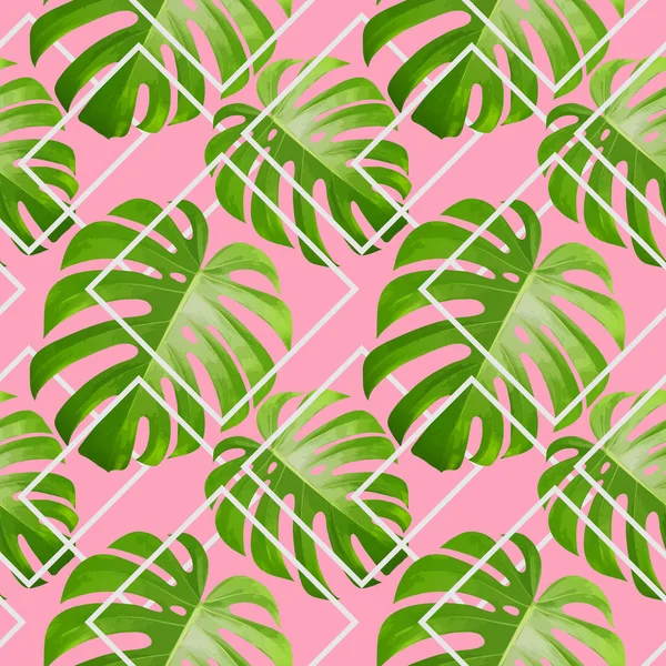 Background with tropical palm leaves. Exotic tropical plants. — Stock Vector