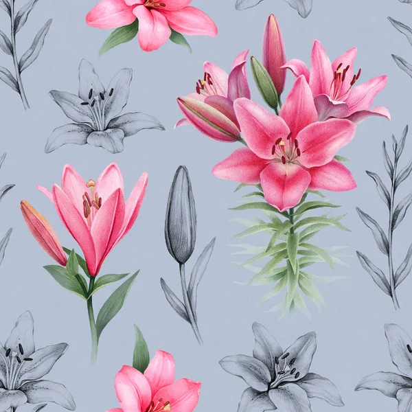 Illustration of lily flowers — Stock Photo, Image