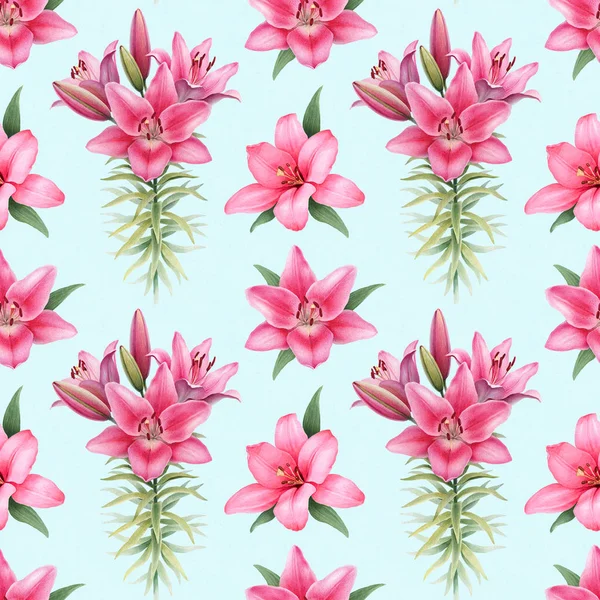 Aquarell-Illustration von Lilienblüten — Stockfoto