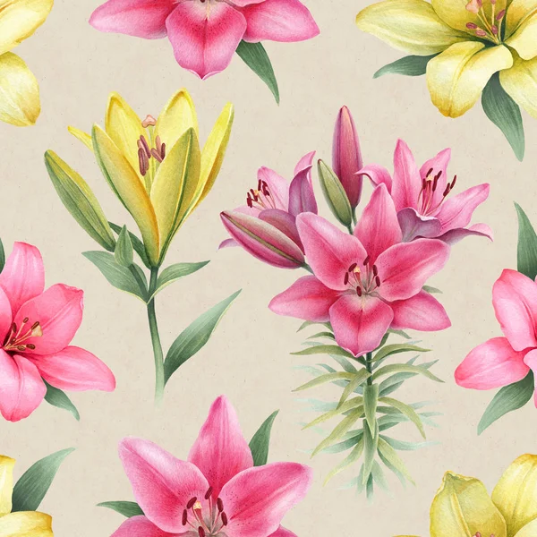 Watercolor illustration of lily flowers — Stock Photo, Image
